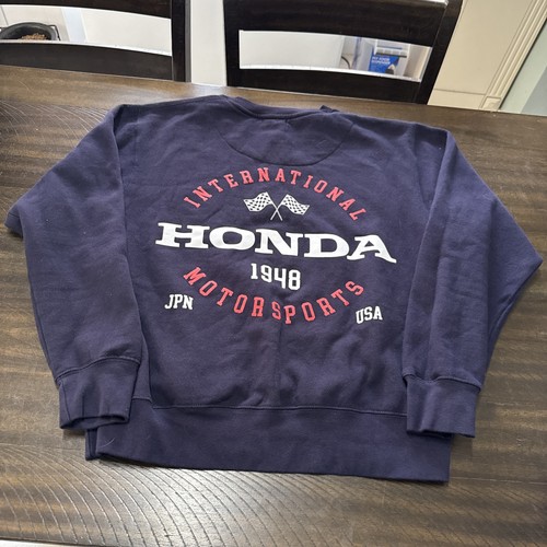 Honda Mens Sweatshirt Size S Navy Blue Motorsports Graphic Pullover