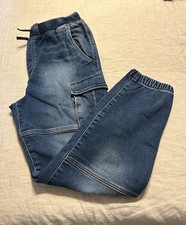 H M Boys Denim Cargo Joggers, Size 16