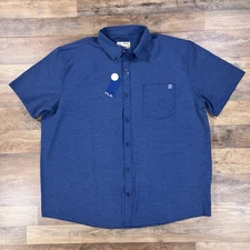 Huk Fishing Shirt Mens 3XL Blue Short Sleeve Performance Button Up XXXL NEW