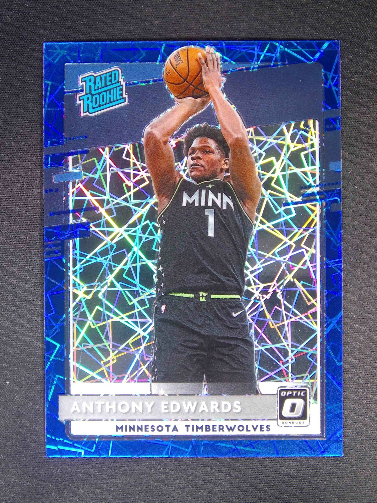 2020-21 Panini Donruss Optic Anthony Edwards #151 RC Rated Rookie Blue Velocity