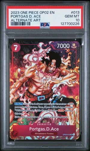 2023 ONE PIECE OP02-PARAMOUNT WAR ALTERNATE ART #013 PORTGAS D. ACE PSA 10
