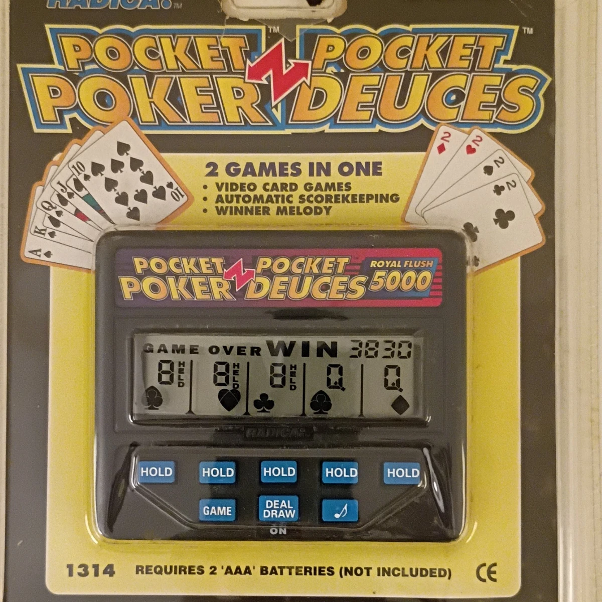 Radica Pocket Poker #17008 – Gioco LCD Palmare 2006 Mattel, Draw Poker & Deuces Wild - 2
