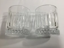 Grand Marnier Rock Glasses 10oz Set of 2  Logo on Bottom Diamond Cut Design NEW