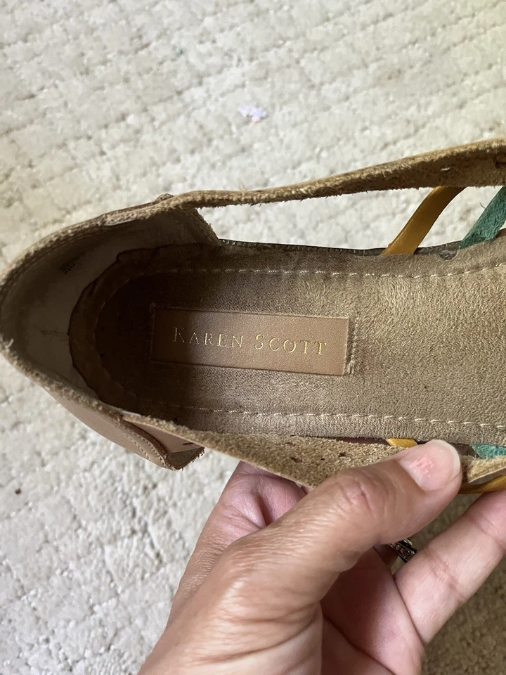 Sandalias planas vintage Y2K Karen Scott tejidas Huarache zapatos talla 9M coloridas Foto 2 de 4