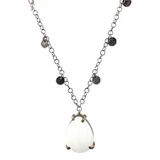 Sterling Silver Black RHD Quartz Necklace