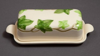 Vintage Franciscan Ivy Covered Butter Dish 1/4 lb Stick Tray Hand Painted