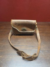 vintage hand-tooled leather purse, 1970s KS Bunny Cat Dog Broken Strap