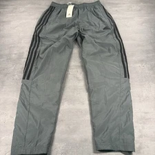 Adidas Pants Mens Med Woven Gray Black Jogger Track Sweat Mesh Lined WIndbreaker