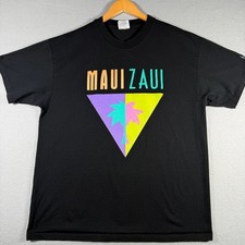 Vintage 1993 Maui Zaui Hanes Heavyweight T-Shirt Black XL Single Stitch USA Made