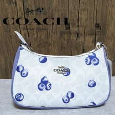 COACH CR292 Teri 2way Shoulder Bag Signature Canvas Blueberry Print NWT