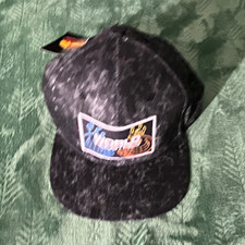 WORLD INDUSTRIES Snapback Hat Black/Gray Marbled Pattern Adjustable One Size