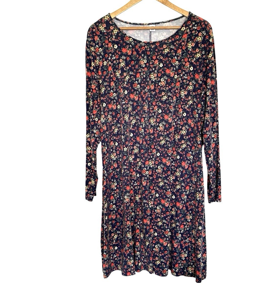 Old Navy Dress Women’s XXL Blue Floral Long Sleeve Pullover Round Neck