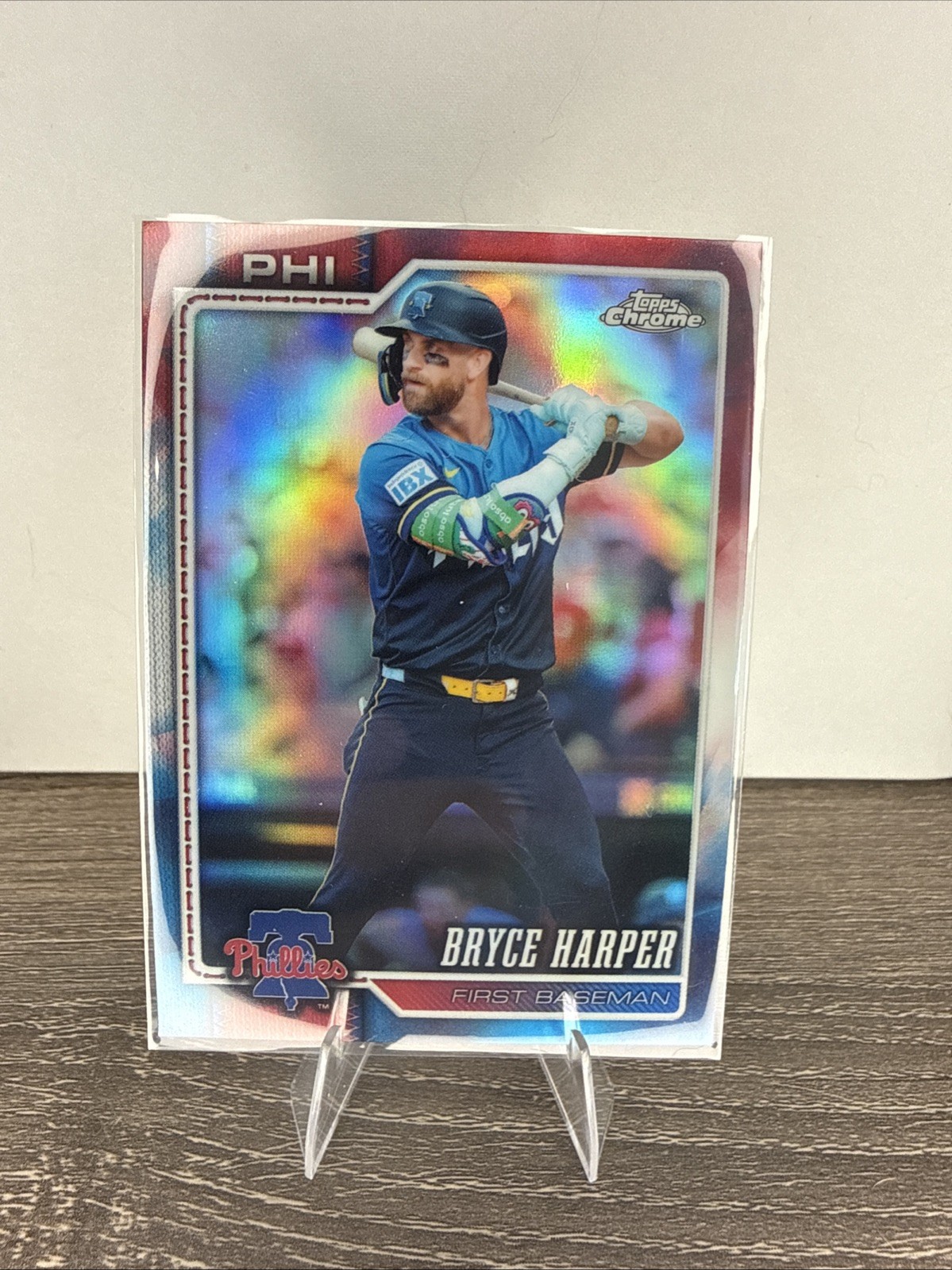 Topps Chrome 2026 Bryce Harper Red White & Blue Refractor #244 Phillies