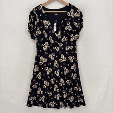 Tommy Hilfiger Dress Womens 6 Blue Floral Wrap Fit & Flare Short Puff Sleeve NWT