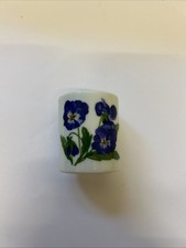 Vintage “Funny Design” Candle Holder West Germany, 5 Cm Tall Blue Pansy Design.