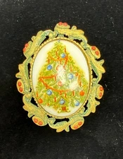Vintage Christmas Tree Brooch pin or necklace pendant