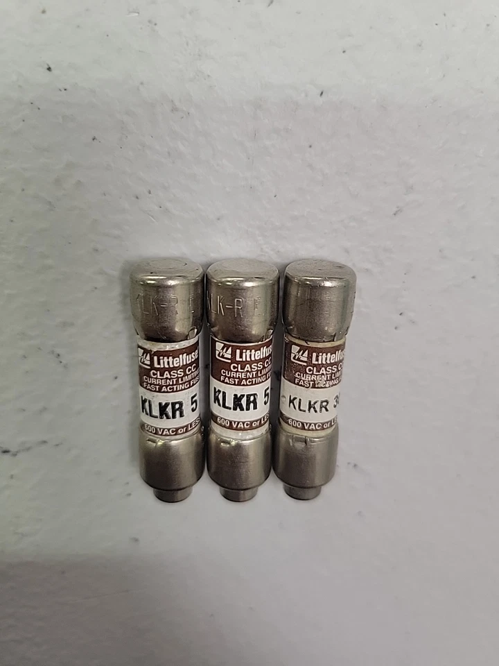 Littlefuse Clase CC Acción Rápida KL KR 600V Variedad Lote de 3- ECS Foto 3 de 4