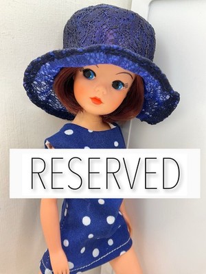 OOAK Custom Vintage Sindy Doll - Dyed Dark Auburn Bob Hair Cut - Dress & Hat 