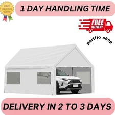 Aoodor 20x10 FT Vehicle Carport Canopy Portable Garage Party Canopy Tent, White