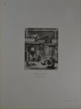 Antique Paris France Art Print Temple Market Map 1860 French Expo 1900 Original