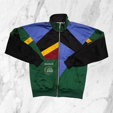 REEBOK Vintage Anni 90 The Pump Felpa Zip Uomo Verde Giacca Tuta Taglia S