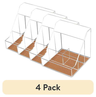 (4 pack) Acrylic Cork Desktop Org with 4 Grids, Clear, 1 Pack
