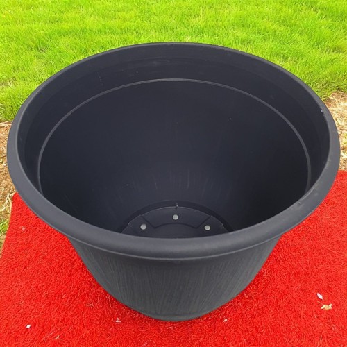 35cm Grey Cask Bell Planter with Band Rustic Plastic Barrel Pot with Drainage - Picture 11 of 20