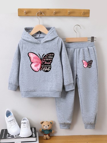 Girls Sets Kids Outfits Workout Tracksuit Cute Sweatshirt Butterfly Print Tops - Picture 27 of 38