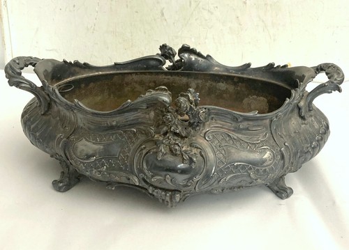 Antique Silver Plated Planter with Original Liner