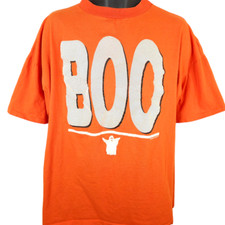 Vintage Halloween Ghost T Shirt Mens Size 2XL Orange 90s Boo Made In USA