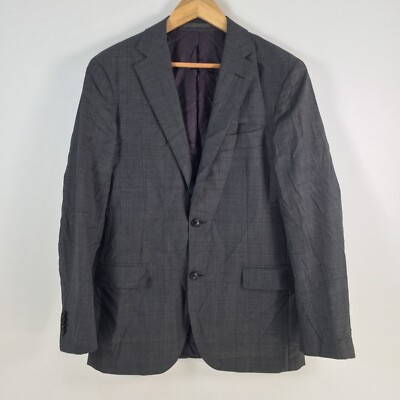 MJ Bale mens suit jacket size 40 charcoal grey check wool drop