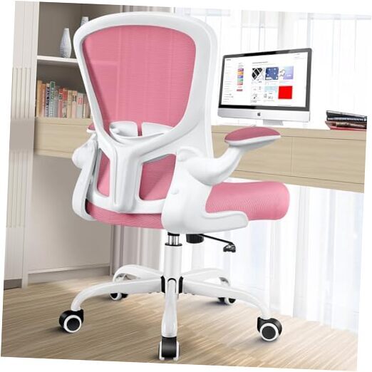 Ergonomic Office Chair, Lumbar Support Desk Chair with Flip-up Armrest 936 Pink-image