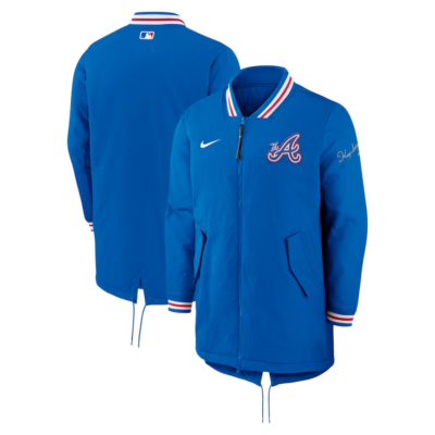【新品 未開封】Nike Atlanta Braves ジャケット ネイビー Men's Atlanta Braves Nike Blue Authentic Collection Raglan Therma