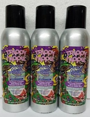 Smoke Odor Exterminator Trippy Hippie 7 oz Large Spray Set of Three Cans