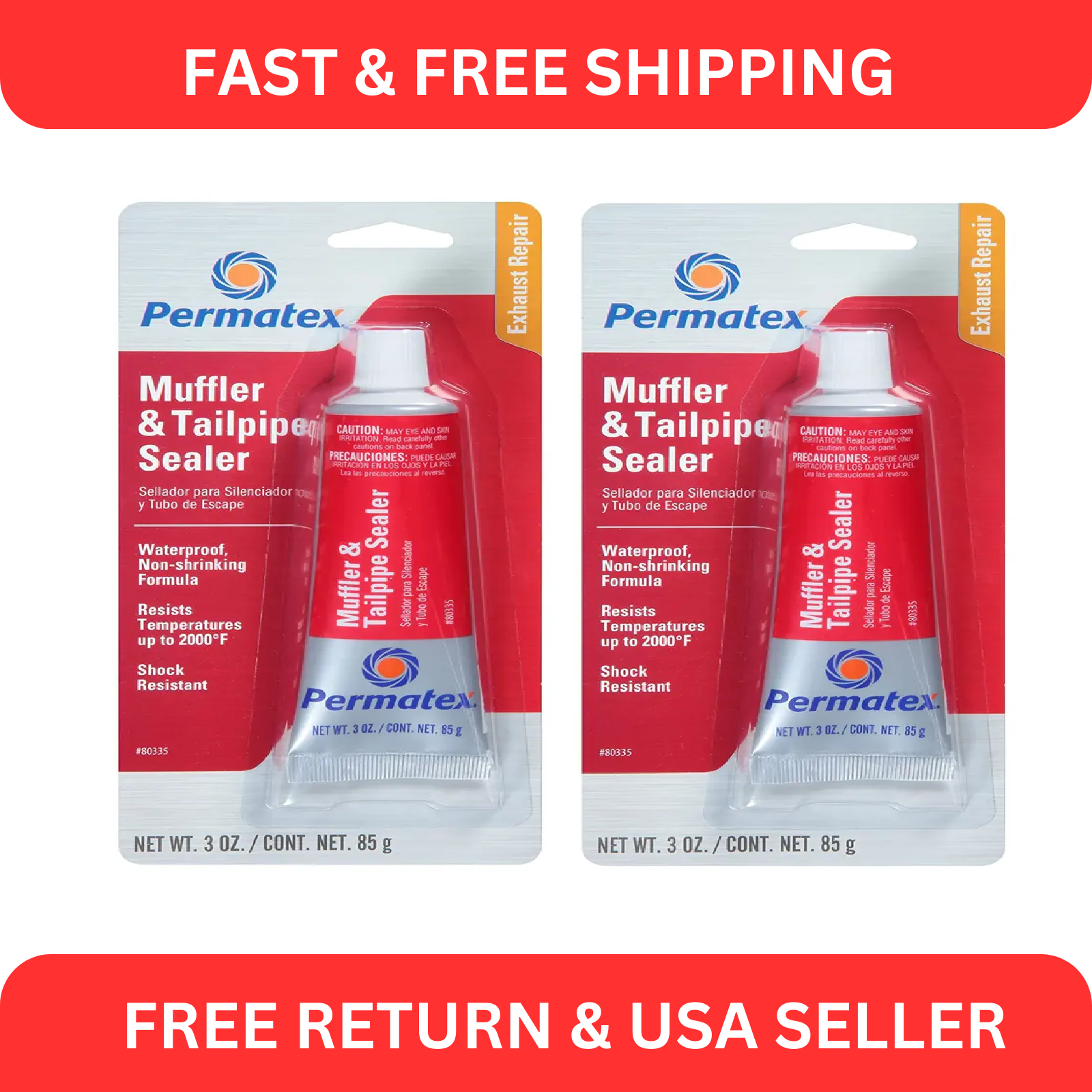 Car Exhaust System Pipe Repair Kit Muffler Tailpipe Leak Sealer Set Of