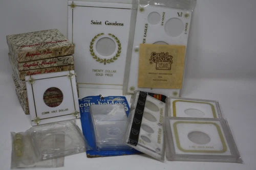 Lot of Empty Coin Cases Holders Capital Plastics Whitman Half Dollar Gold Eagle+