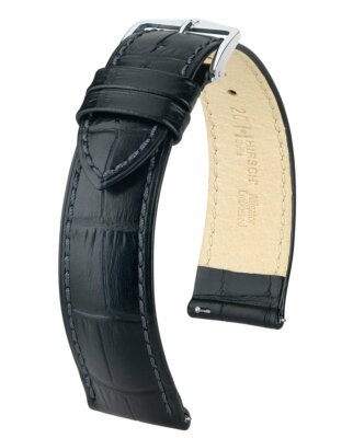 Hirsch Duke 19 mm black watch strap, length L
