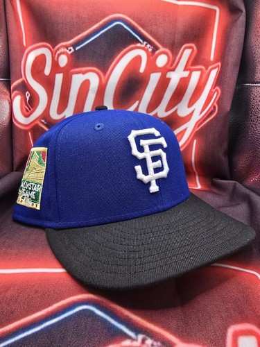 Hat Club San Francisco Giants 2 Tone Blue & Black W/ Green UV Fitted Hat SZ 7 - 第 1/4 張圖片