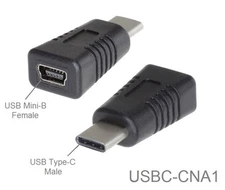 USB Type-C Male to USB Mini-B 5-Pin Female USB 2.0 Adapter, USBC-CNA1