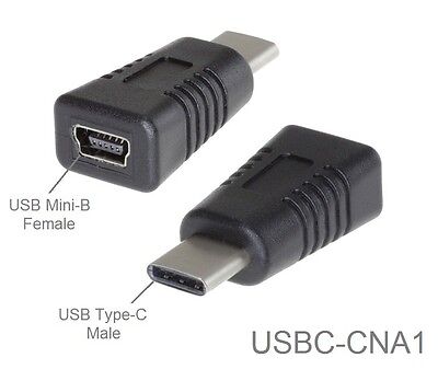 USB Type-C Male to USB Mini-B 5-Pin Female USB 2.0 Adapter, USBC-CNA1 