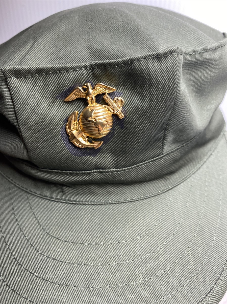 MARINE CORPS MILITARY UTILITY CAP OLIVE GREEN 8 POINT SIZE 7 1/2