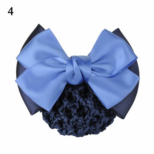 Women Satin Bow Barrette Double Bowknot Hair Net Hair Bun Barrette Hair Clip▱ - Picture 47 of 109