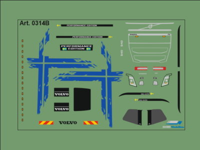 H0/1:87 DIS0314B Decals  für Volvo FH4 /Performence Edition/blau