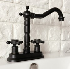 Oil Rubbed Bronze Deck Mount 2 Hole Bathroom Basin Faucet Vessel Sink Mixer Tap