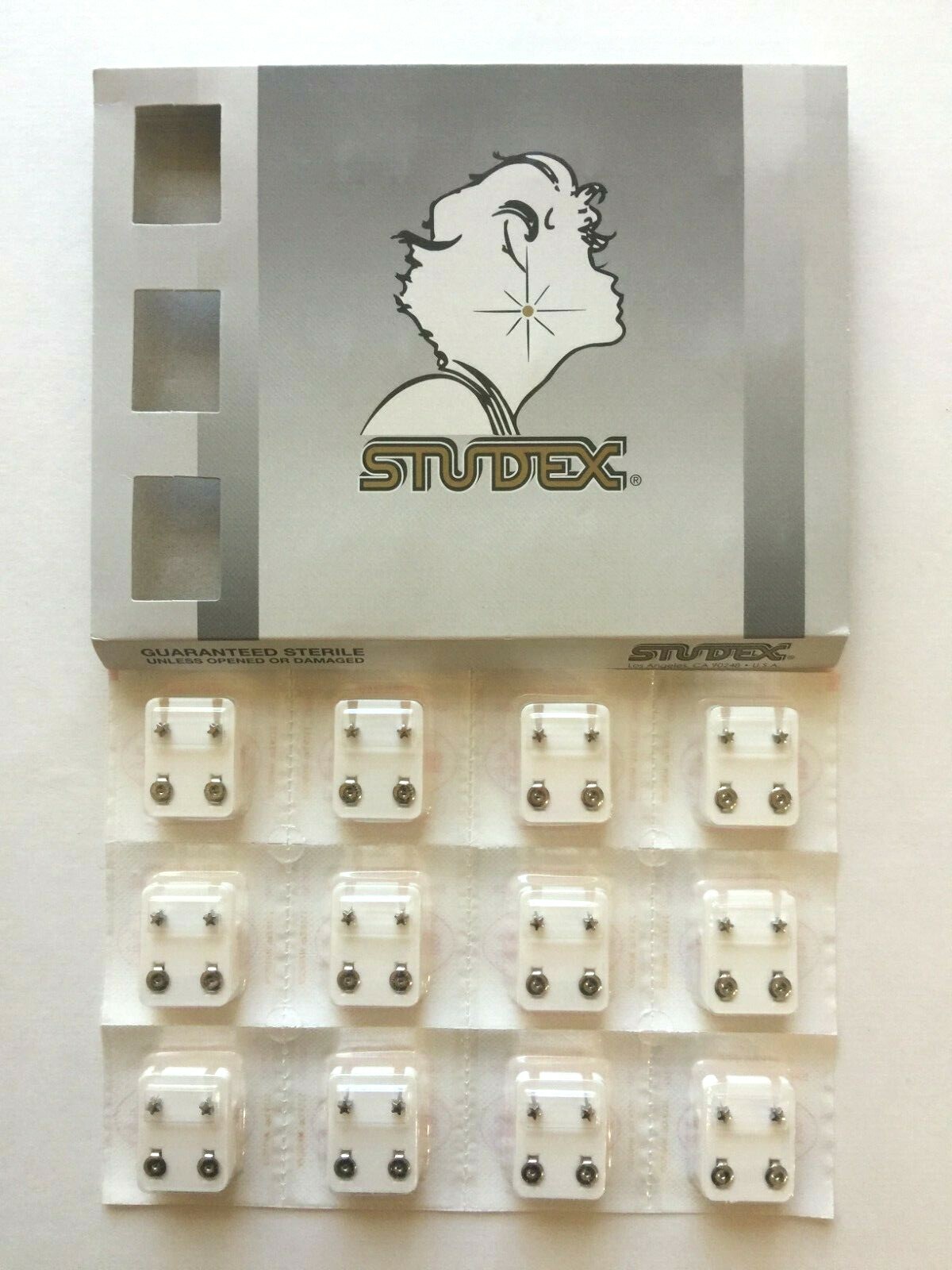 STUDEX EAR PIERCING STAINLESS EARRINGS 12 PAIR 3mm REGULAR STAR R501W