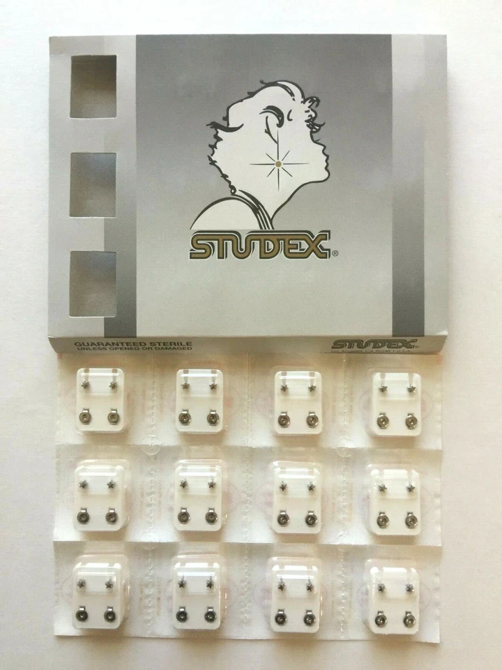STUDEX EAR PIERCING STAINLESS EARRINGS 12 PAIR 3mm REGULAR STAR - R501W