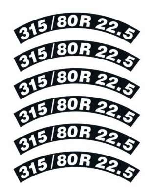 Dimension Reifenbeschriftung Grösse 315/80R 22.5 - Aufkleber Tamiya  Decal 1:14 