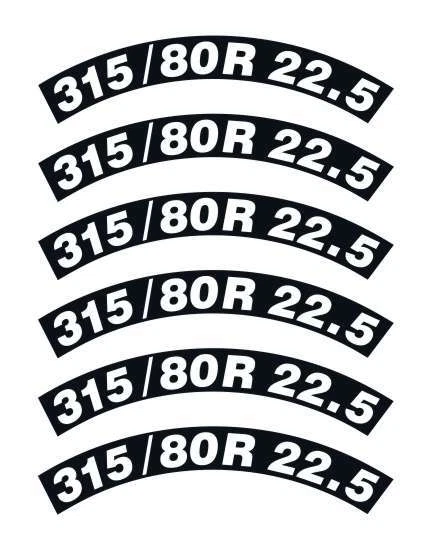 Dimension Reifenbeschriftung Grösse 315/80R 22.5 - Aufkleber Tamiya Decal 1:14
