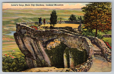 c1940s Lover's Leap Rock City Chattanooga Tenn Lookout Mountain Postcard