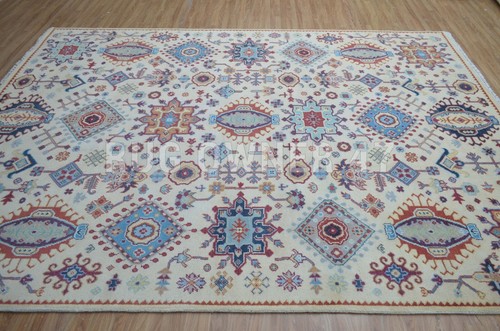 For Home Decor Floral Oriental Area Rug 9X12 Beige, Blue, Hand-Knotted Rug 4810 - Picture 7 of 9